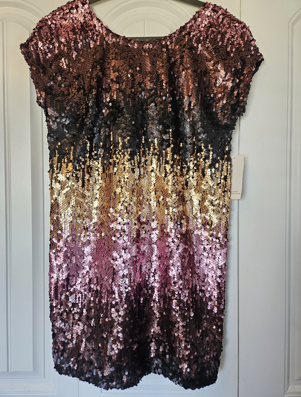 Tobi Ombre Sequin Mini Dress in Pink, Gold & Black